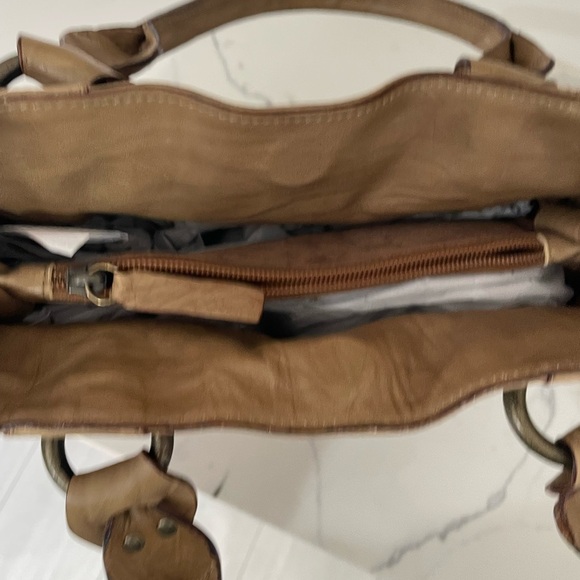 FALOR NWOT Genuine Leather Made in Italy, soft Brown Fawn color, cool details - Picture 5 of 12